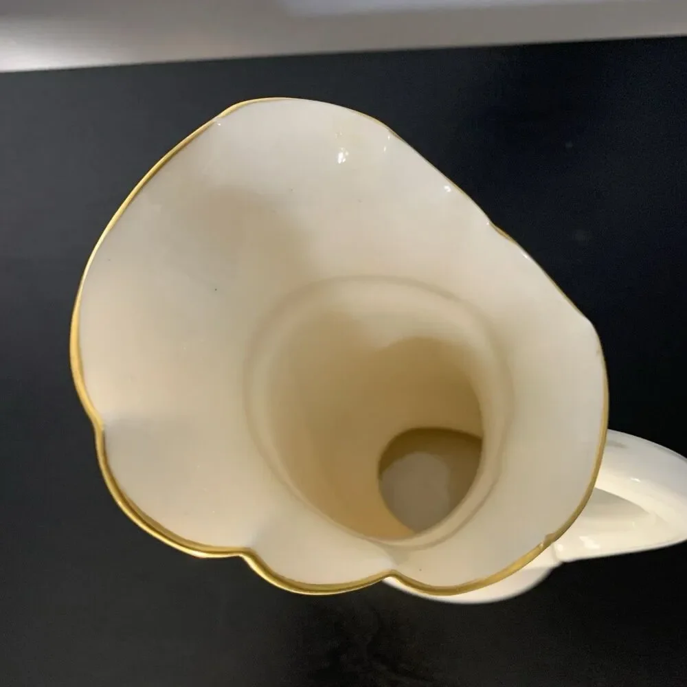 Lenox Cornucopia Horn of Plenty Vase Green Mark Gold Trim Vintage Before 1953